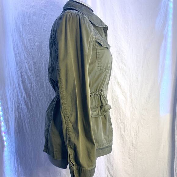Gap Army Green Utility Jacket, Embroidered Detailing, Gathered Waist, Women’s M - Picture 3 of 10